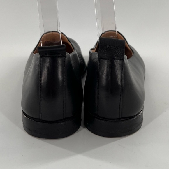 Bally Alba flats 6 black Italian leather smoking loafers old money minimalist - Picture 5 of 12